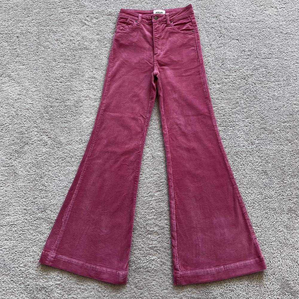 Rolla's Eastcoast Flare High Rise Corduroy Jeans Womens 25 Rose Pink Stretch